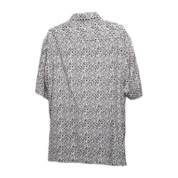 Tommy Bahama Button Up Shirt Mens L Cream Gray Geometric Viscose Short Sleeve - Picture 3 of 14